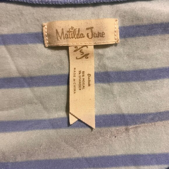 Matilda Jane‎ Women Small Blue Raspberry Stripe 3/4 Sleeve Happy & Free Top (W) - Picture 5 of 5